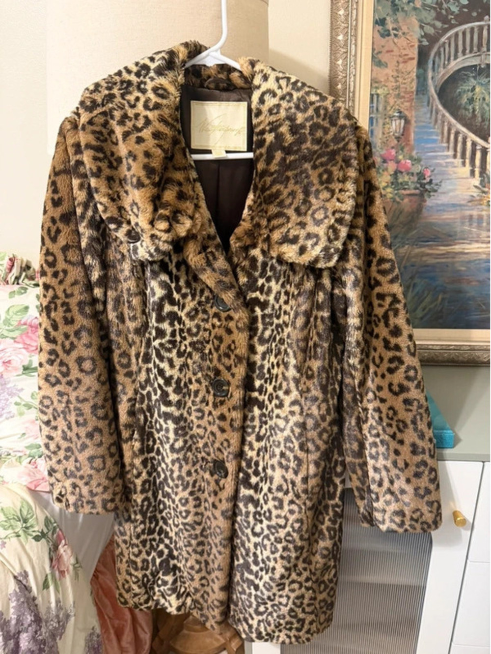 Weatherproof Leopard Faux Fur Coat Vintage Glam Statement Jacket [COPY]